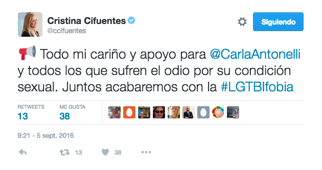 La diputada Carla Antonelli recibe amenazas homófobas vía Twitter