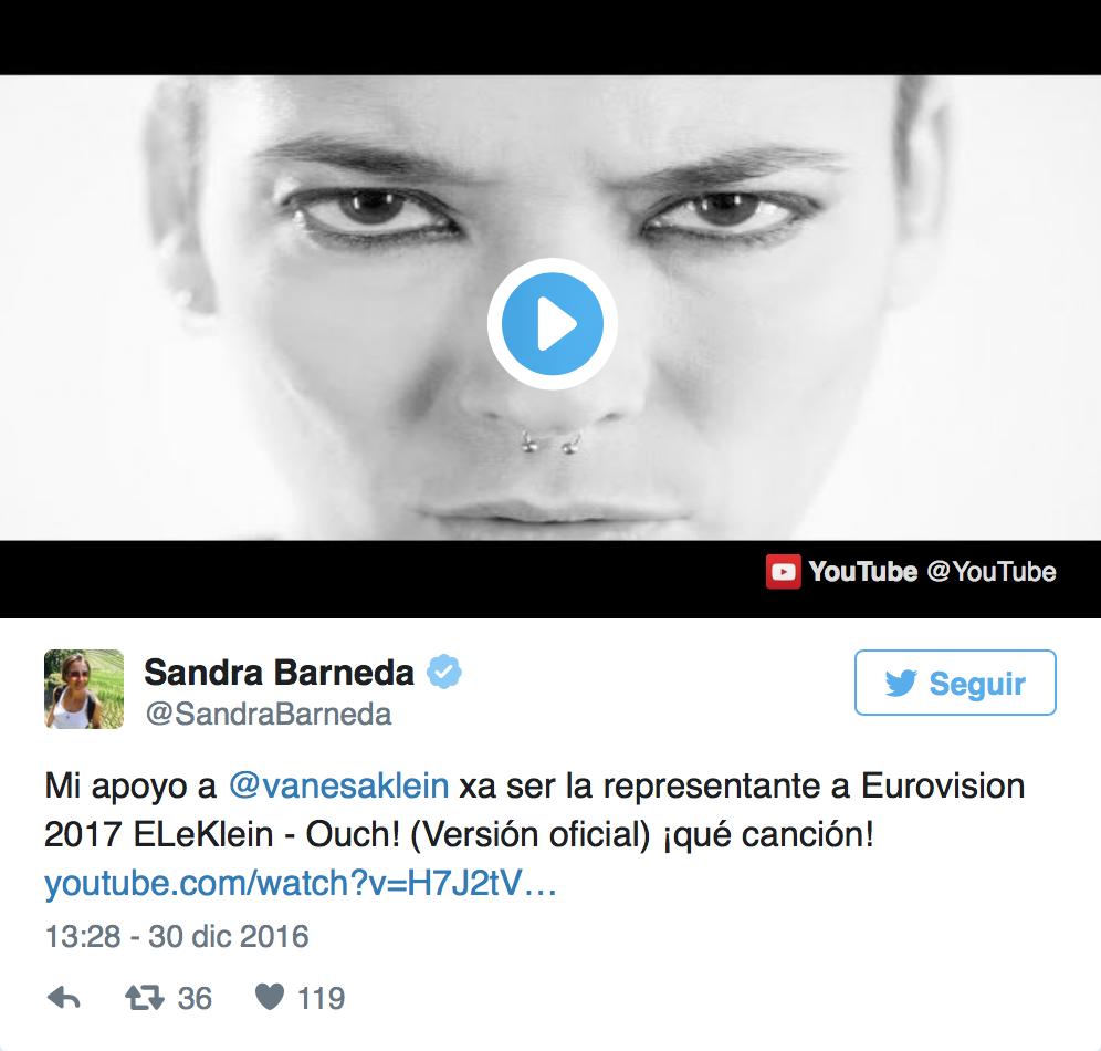 Sandra Barneda apoya la canción de LeKlein para Eurovisión