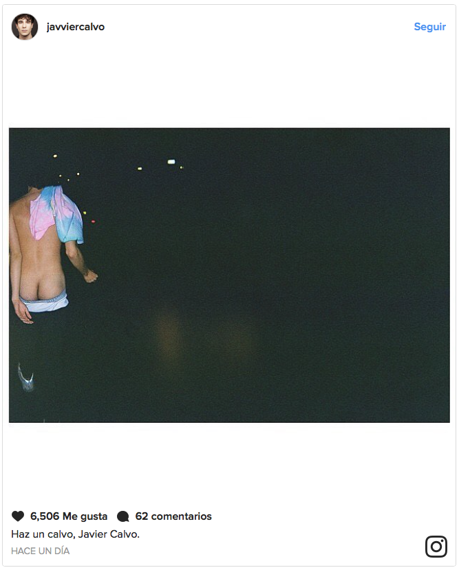 Javier Calvo sube una foto enseñando el culo en Instagram