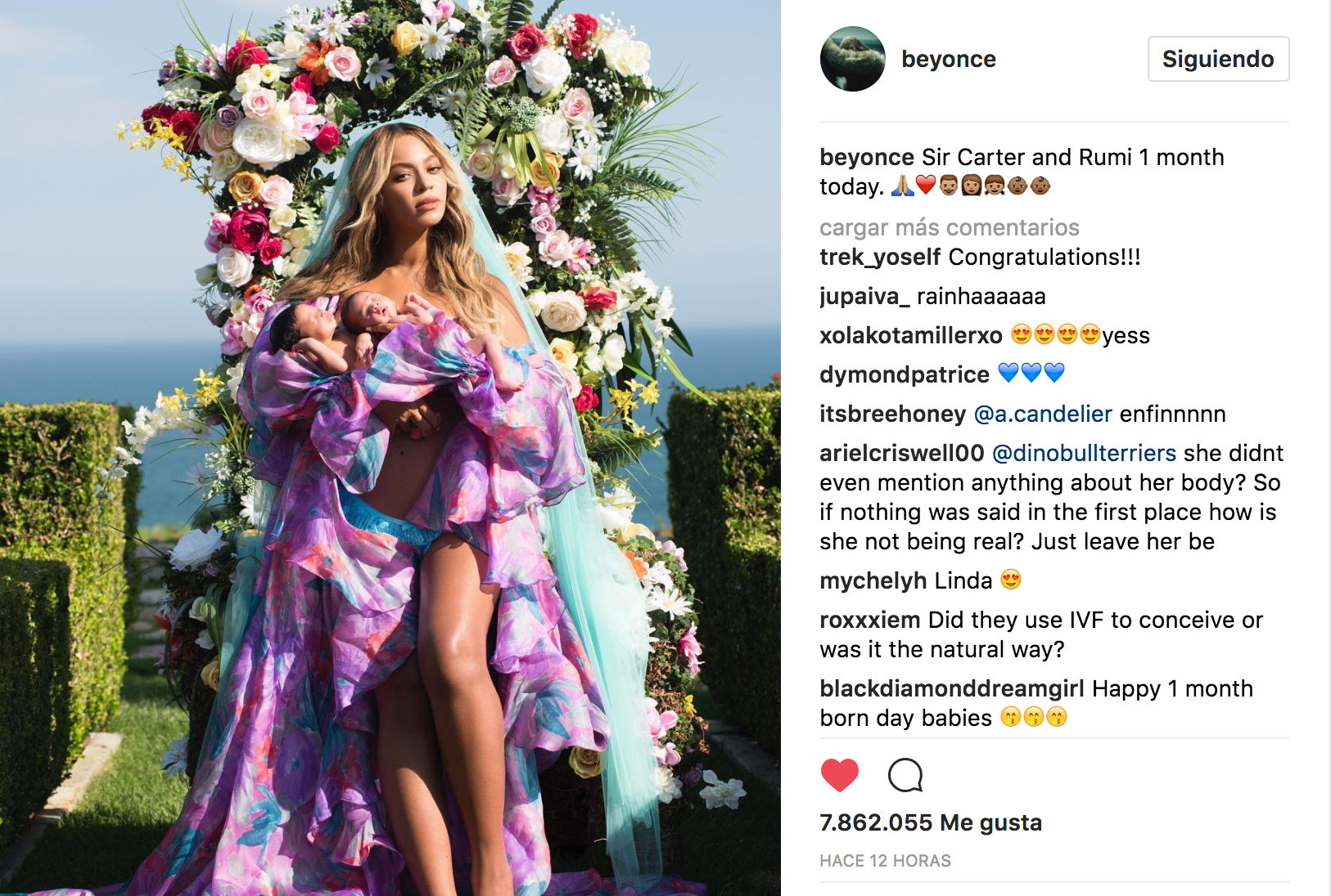 Beyoncé presenta a sus gemelos en Instagram