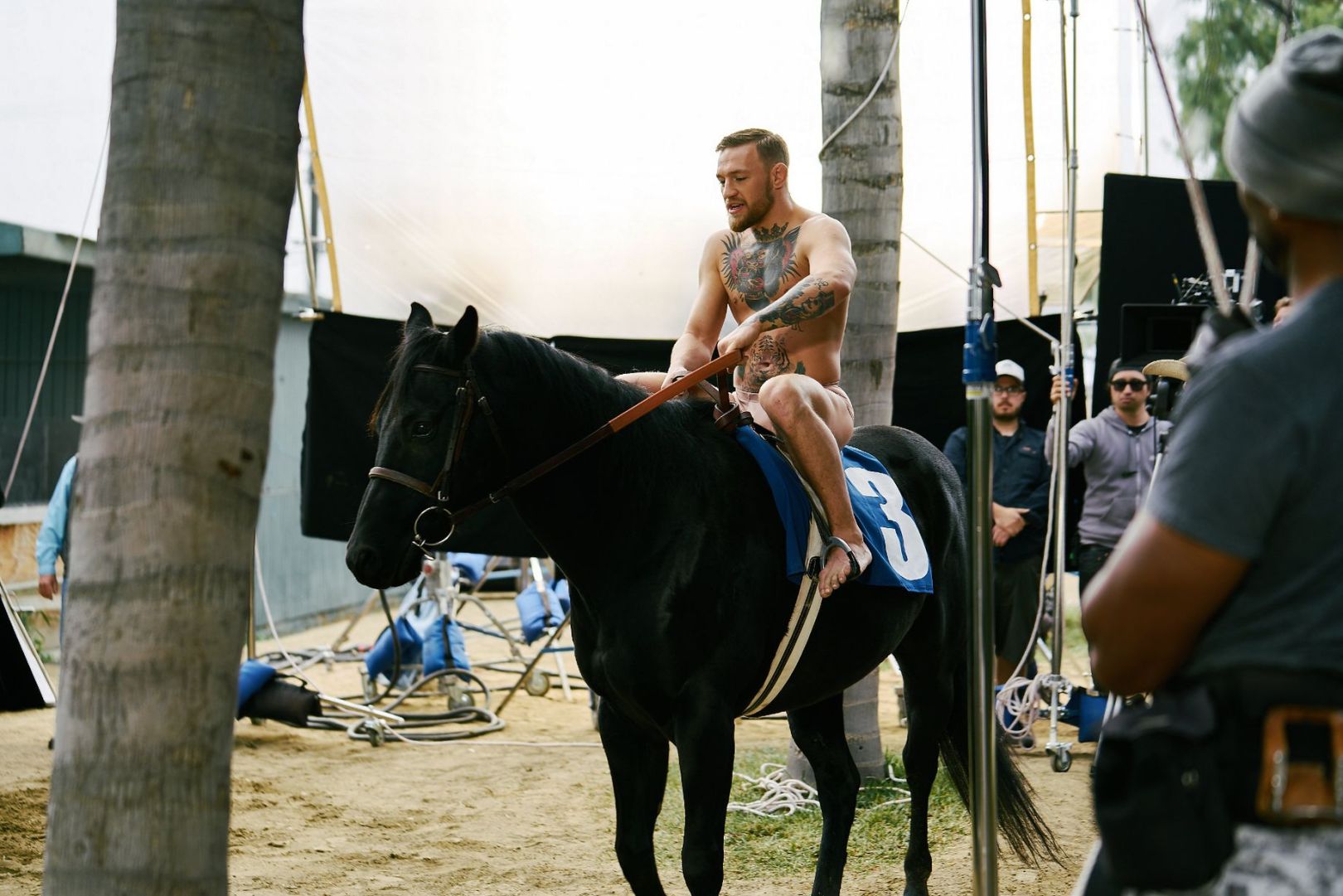 Conor McGregor, semidesnudo y a lomos de un caballo