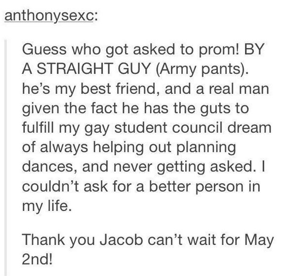 Le pide a su mejor amigo gay ir al baile juntos