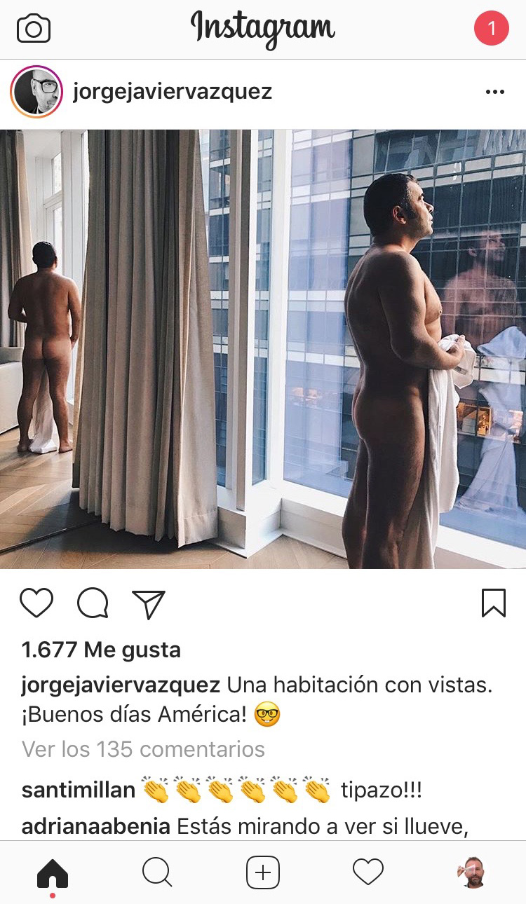 Jorge Javier Vázquez la vuelve a liar desnudo en Instagram