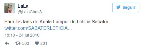Leticia Sabater confunde Kuala Lumpur con un insulto en Twitter