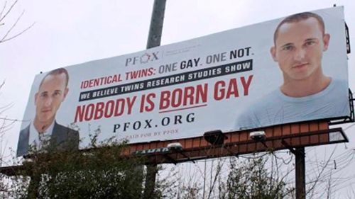 Homofobia tamaño cartel: "Nadie nace gay"