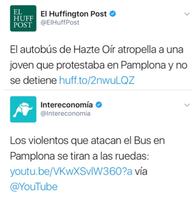 El autobús transfóbico de Hazte Oír atropella a una joven en Pamplona
