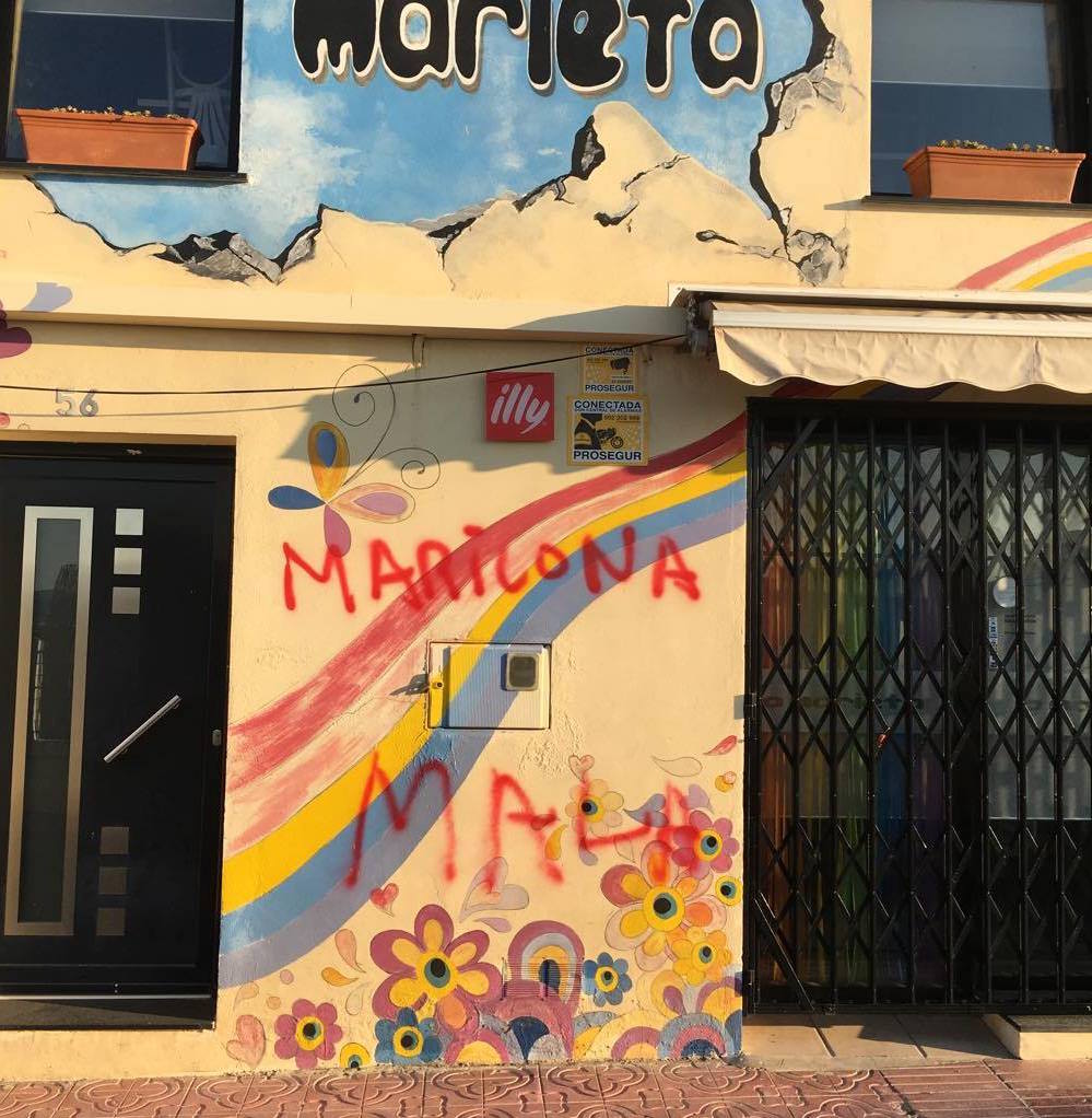 Pintada homófoba en un restaurante de Castellón