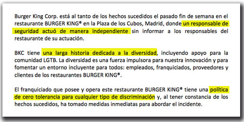 Burger King responde del supuesto incidente gay