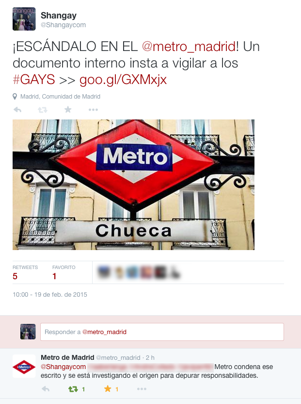 En el Metro de Madrid se persigue a los gays
