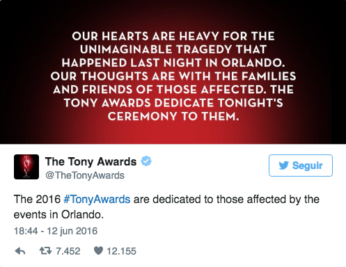Los Premios Tony 2016 con las víctimas de Orlando