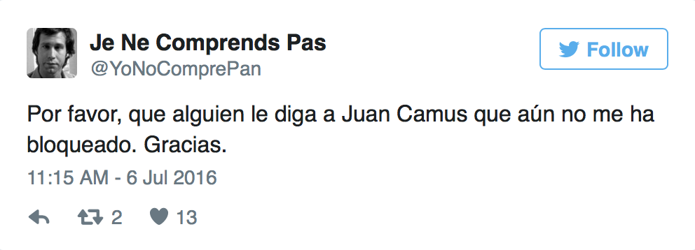 Juan Camus (OT) se enfada en Twitter