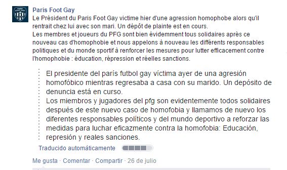 Julien Pontes sufre una agresión homófoba