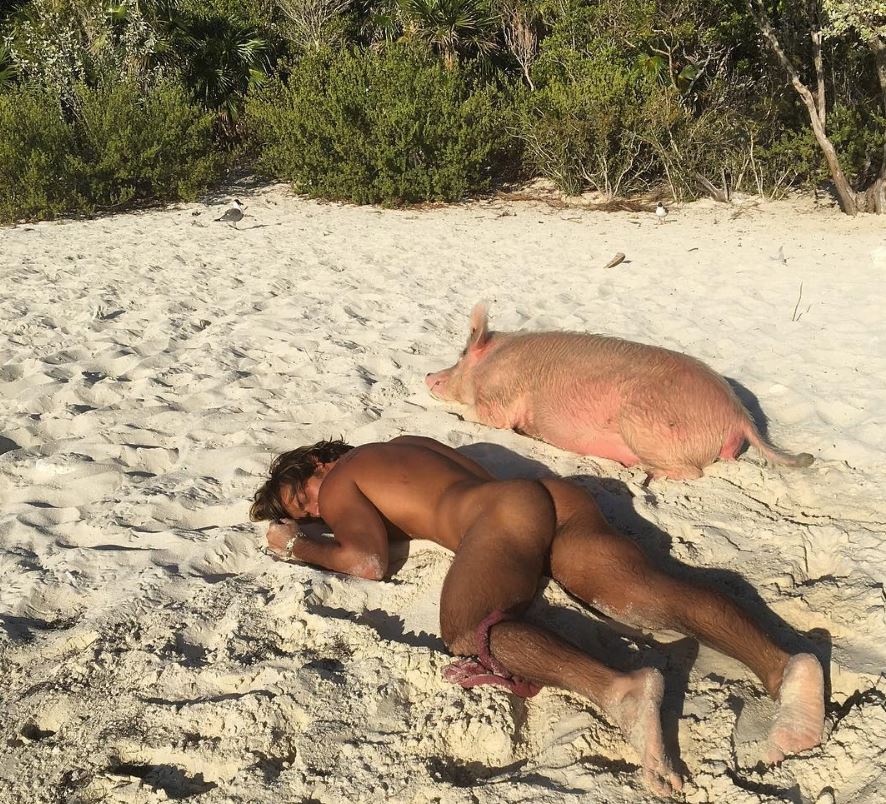 Bryant Wood hace el cerdo desnudo en Instagram