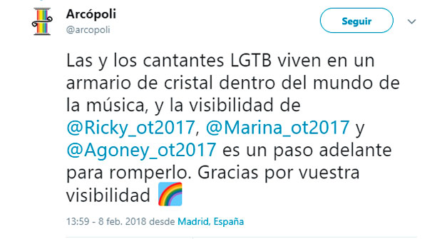 Petición para que los concursantes de ‘OT 2017’ sean pregoneros del Orgullo LGTB de Madrid