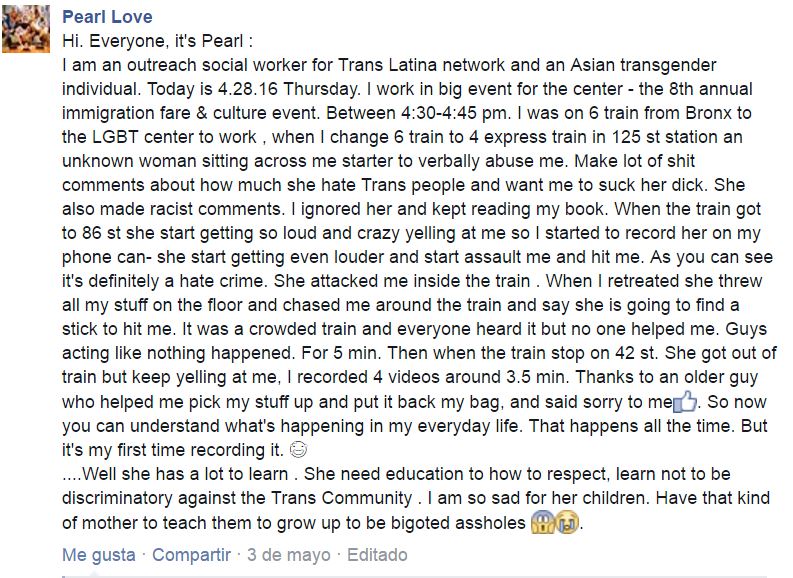 Una mujer trans graba su propia agresión