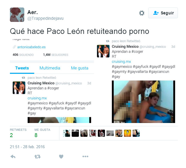¿Qué hacía Paco León tuiteando porno gay?