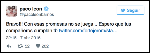 Fernando Tejero se desnuda en Twitter