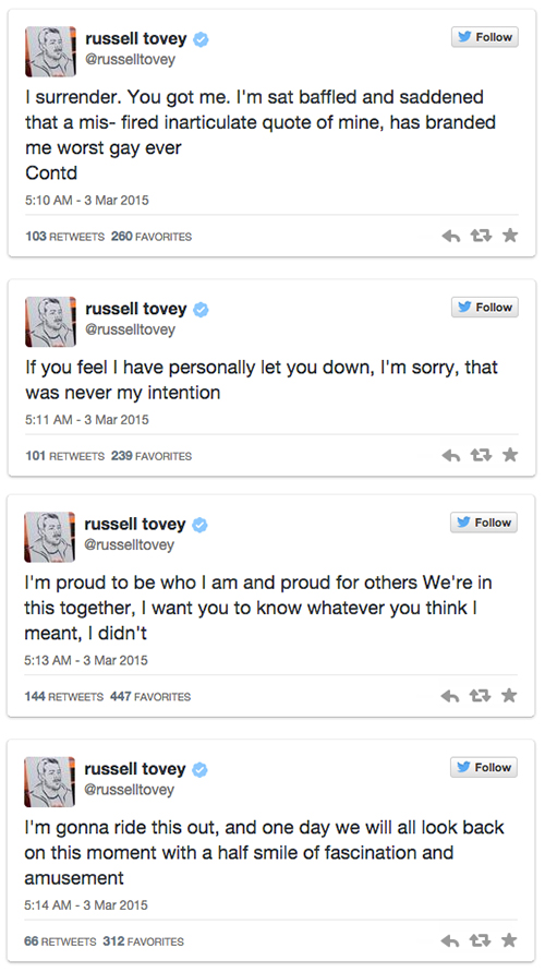Russell Tovey contra la pluma gay