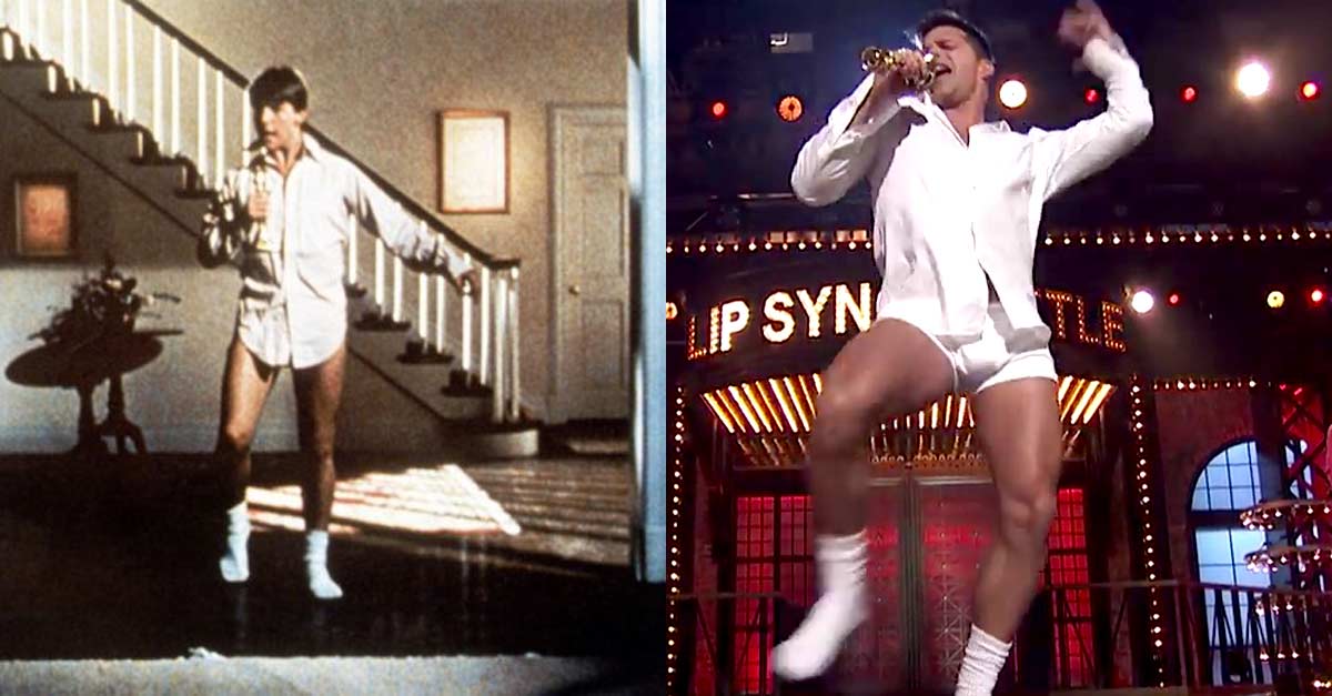 Ricky Martin imita en calzoncillos una escena sexy de Tom Cruise