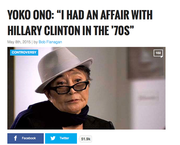 ¿Tuvieron Hillary Clinton y Yoko Ono un romance?