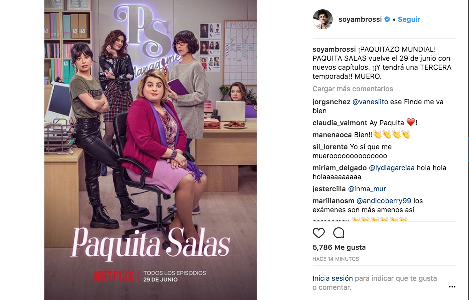 ¡Ya hay fecha oficial para la segunda temporada de 'Paquita Salas'!