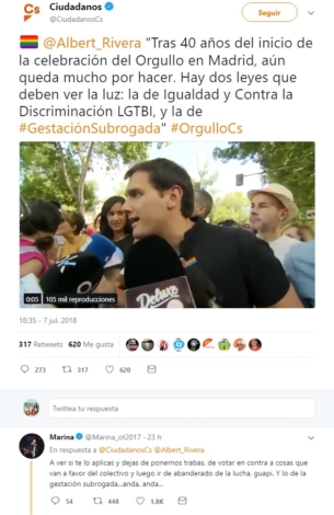 Albert Rivera la lía en Twitter por sus declaraciones sobre el colectivo LGTB y la gestación subrogada
