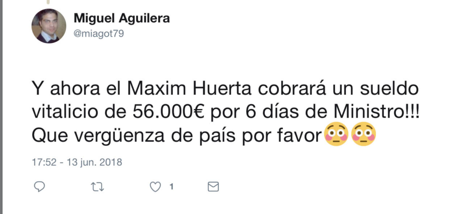 Màxim Huerta renuncia a su sueldo como ministro