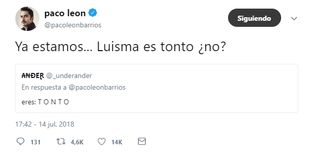 Paco León, "blanco cis privilegiado de mierda", contra los haters de Twitter