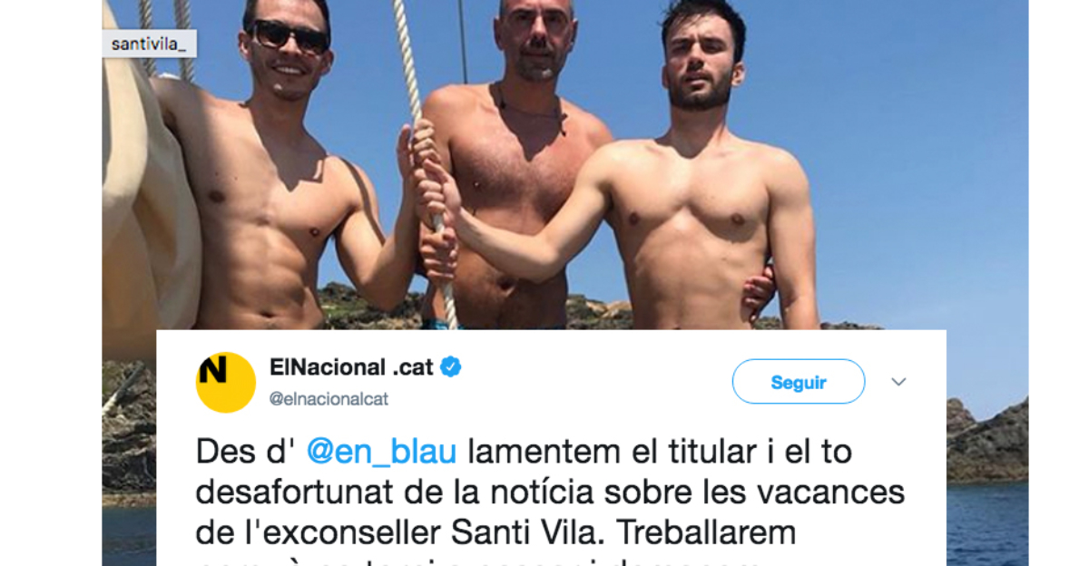 ElNacional.cat pide disculpas por el titular homófobo de las vacaciones de Santi Vila