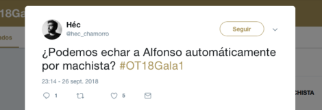 ¿Demuestra Alfonso ('OT 2018') que se puede ser gay y machista?