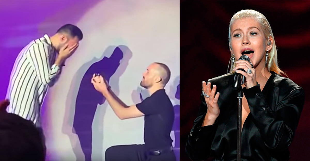 La emotiva pedida de mano gay en un concierto de Christina Aguilera