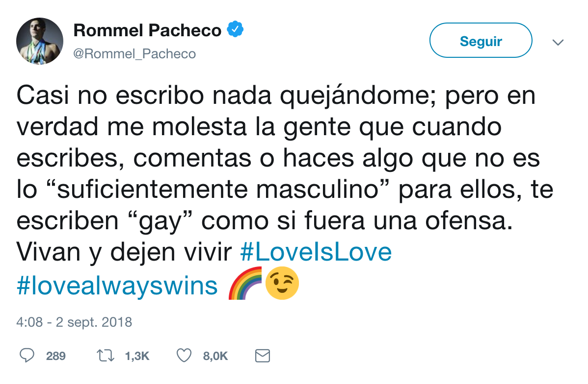 El saltador Rommel Pacheco responde a los que usan 'gay' como insulto