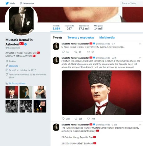 Las cuentas de Thalía ('OT 2017') hackeadas: ahora apoyan a un militar turco