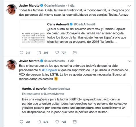 Las redes contra Javier Maroto por ser gay y apoyar el pacto de PP-Vox en Andalucía