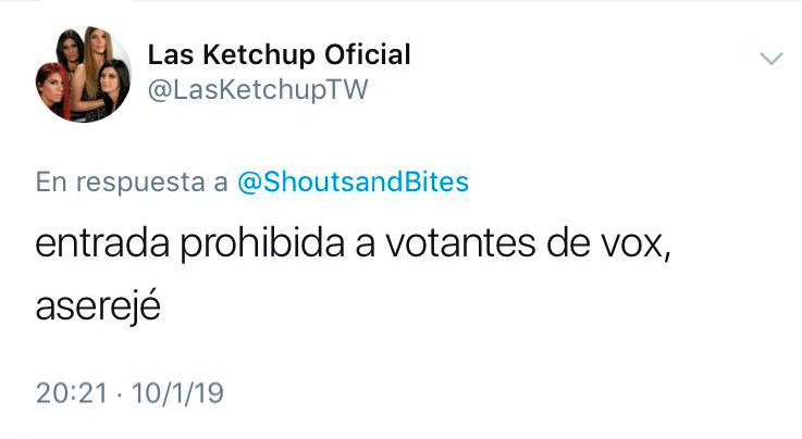 Utilizan una cuenta falsa de Las Ketchup de Twitter para criticar a Vox