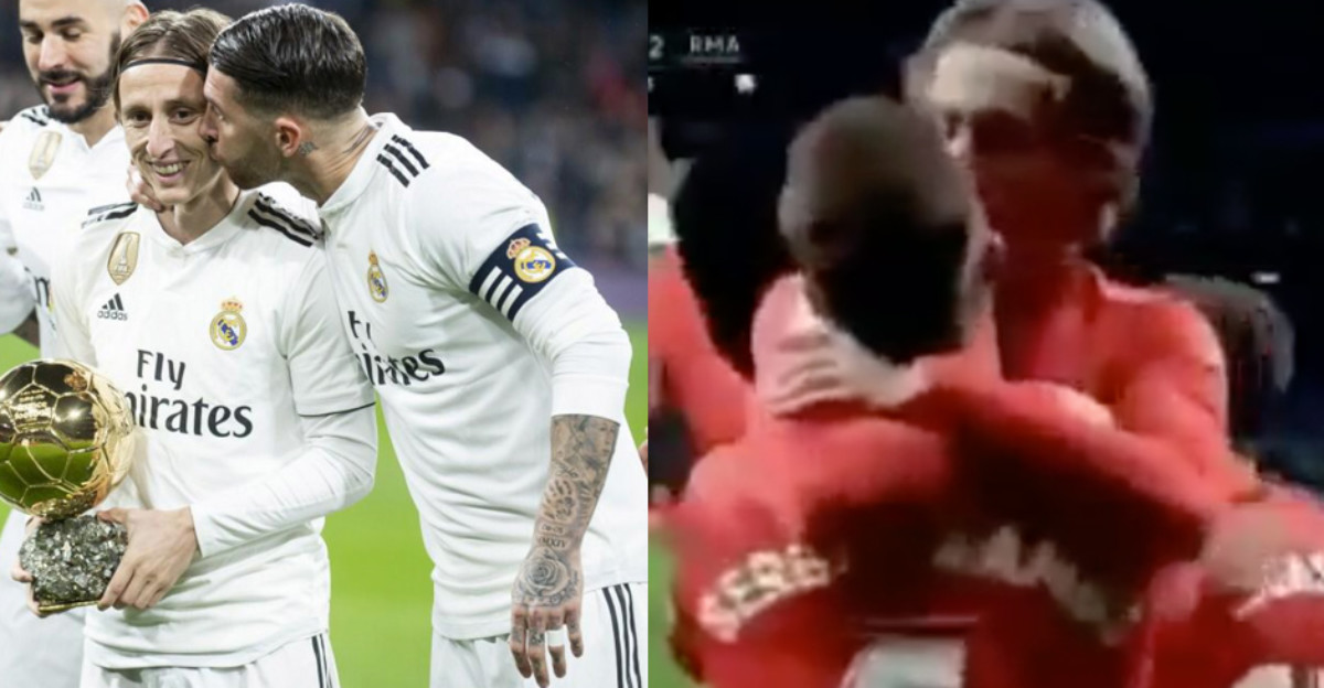 El  apasionado beso entre Sergio Ramos y Modric (Real Madrid) del que habla todo el mundo