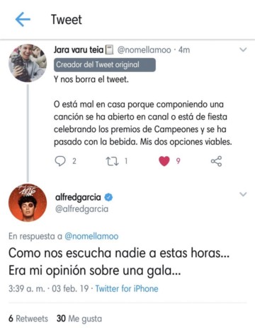 ¿Qué pasó con los polémicos tuits de Alfred a Amaia durante la noche de los Goya 2019?