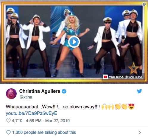 Christina Aguilera se vuelve loca con una actuación de 'Got Talent España'