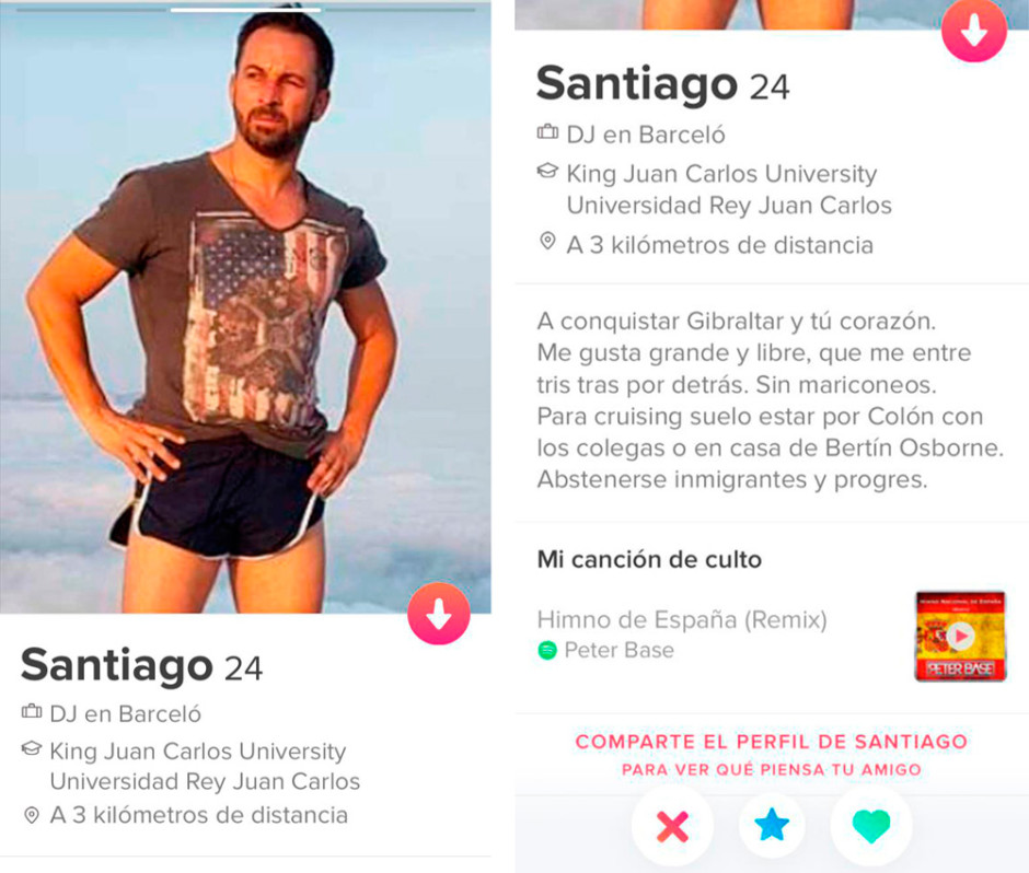 El líder de Vox, Santiago Abascal, busca novio en Tinder