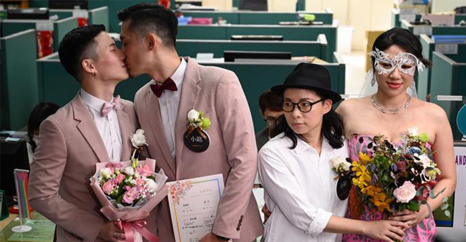 Taiwán celebra 500 bodas LGTB en un día 
