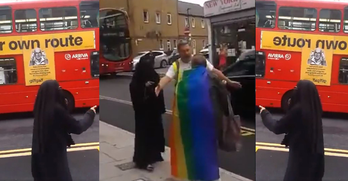 Arrestan a una mujer en niqab por agredir verbalmente a un hombre que llevaba una bandera LGTBI+