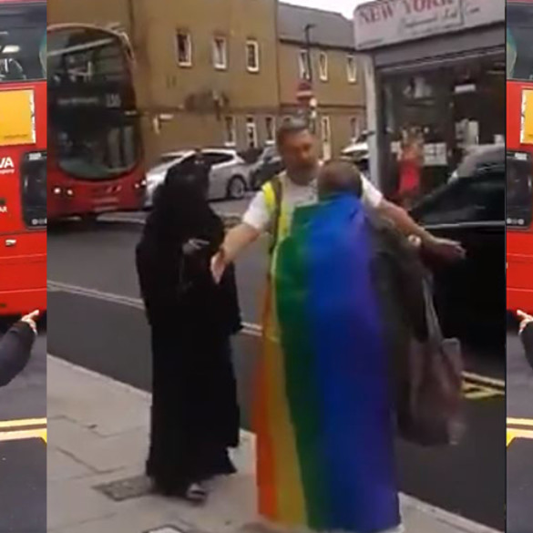 Arrestan a una mujer en niqab por agredir verbalmente a un hombre que llevaba una bandera LGTBI+