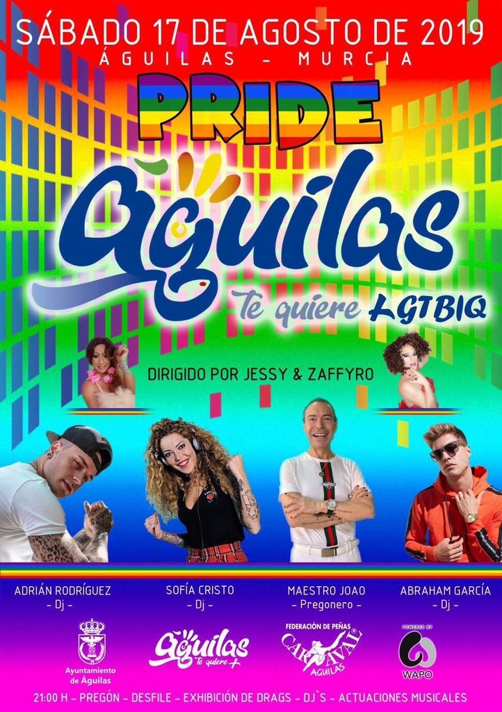 Águilas celebra su primer Orgullo LGTBI con Sofía Cristo, Abraham García y Adrián Rodríguez