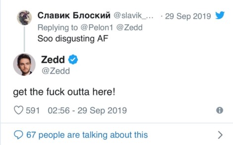 Zedd contesta a un tuitero homófobo que atacó a la pareja que se prometió en su concierto