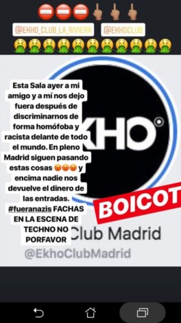 Discriminación homófoba y racista en una discoteca de Madrid: “No entras por maricón”