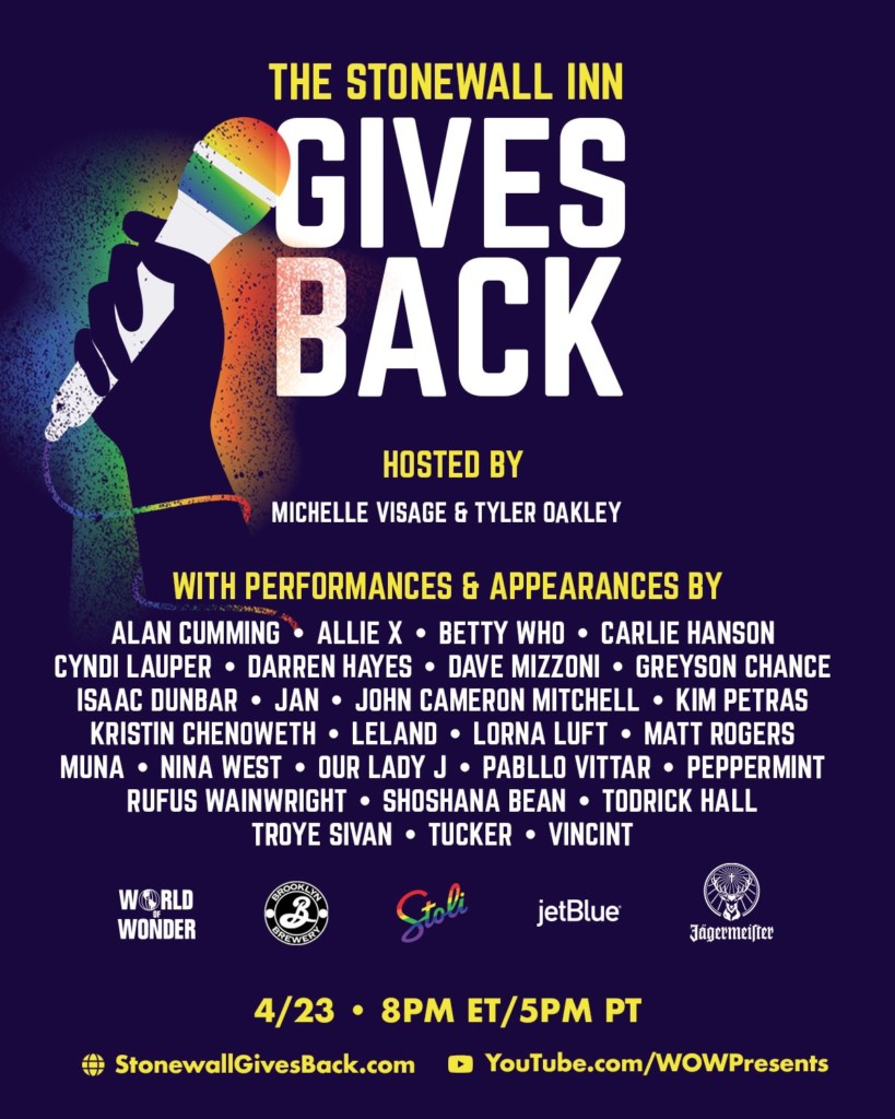 'The Stonewall Inn Gives Back' es el concierto benéfico LGTBI+ online que no te querrás perder