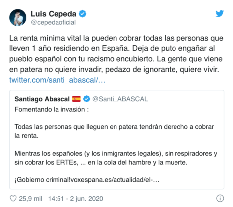 Cepeda y Famous critican el racismo de Vox, y el partido de ultraderecha responde