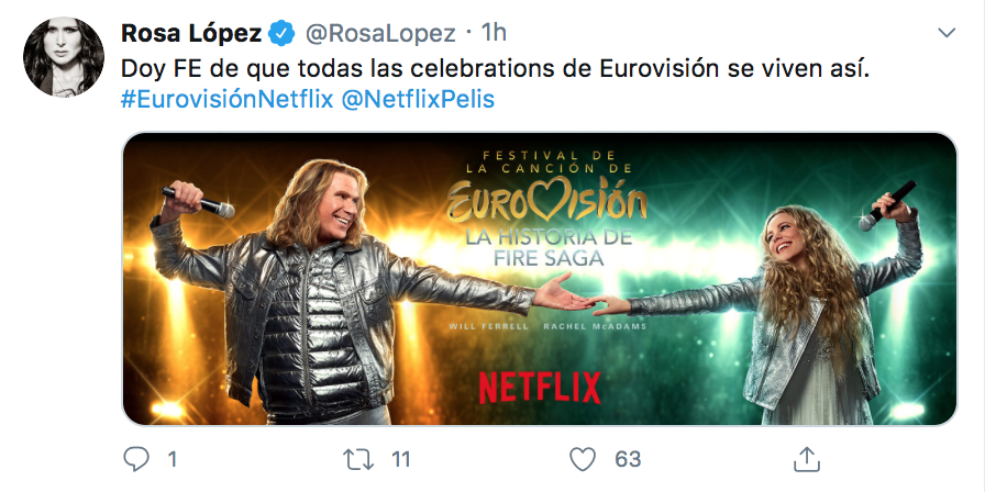 Rosa López habla de la nueva película sobre Eurovisión de Netflix