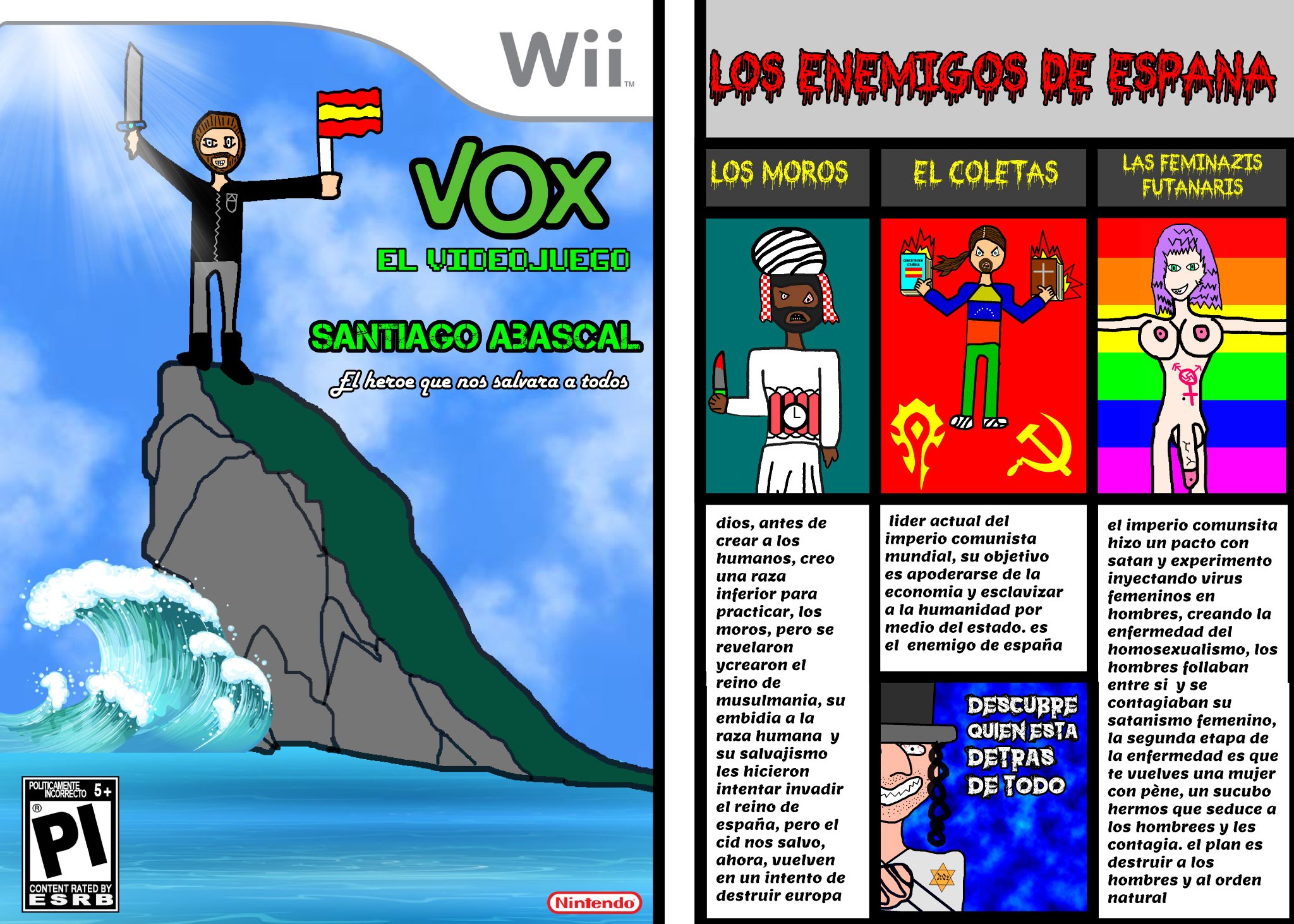 Santiago Abascal (Vox) héroe de un videojuego homófobo, tránsfobo, racista…