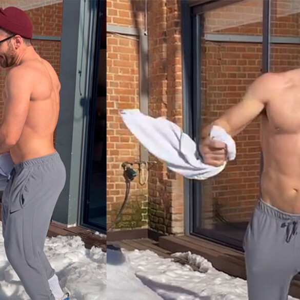 El vídeo de Miguel Ángel Silvestre sin camiseta en mitad de la nieve de Filomena se hace viral